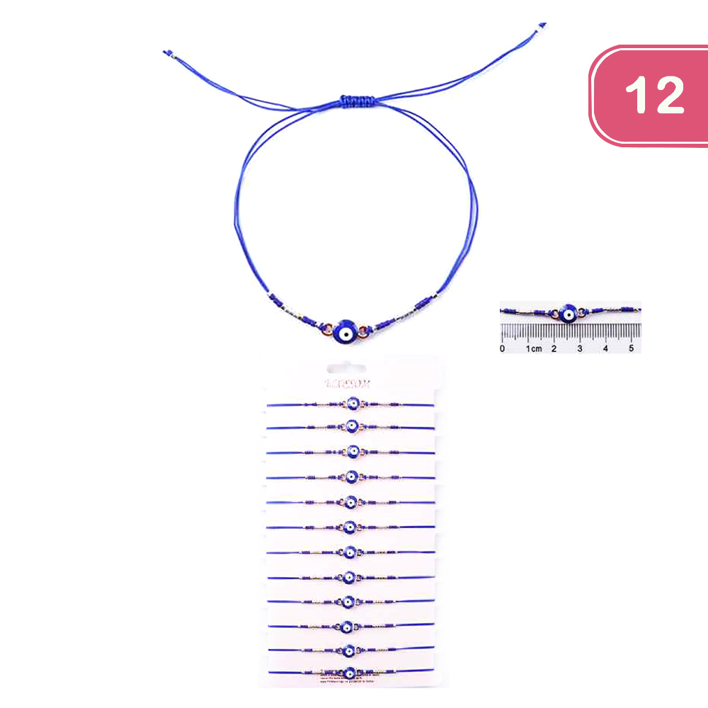 EVIL EYE STRING BRACELET SET (12 UNITS)
