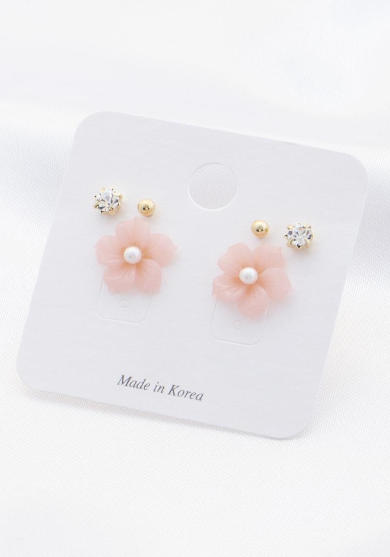 FLOWER CRYSTAL EARRING SET