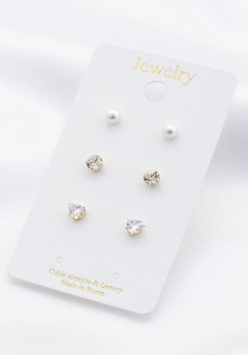 CRYSTAL HEART EARRING SET