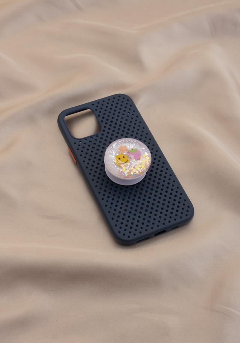 ENCAPSULATED HAPPY FACE GLITTER AIRBAG BRACKET PHONE HOLDER