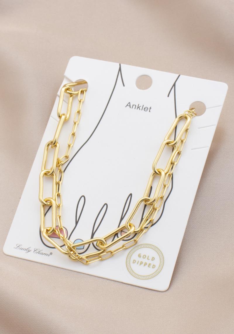 OVAL LINK METAL LAYERED ANKLET