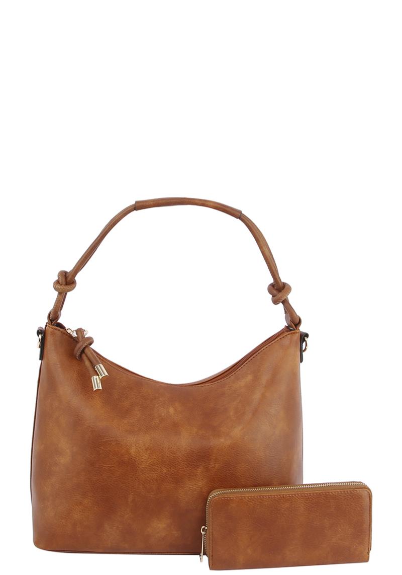 2IN1 SMOOTH HOBO BAG WITH WALLET SET