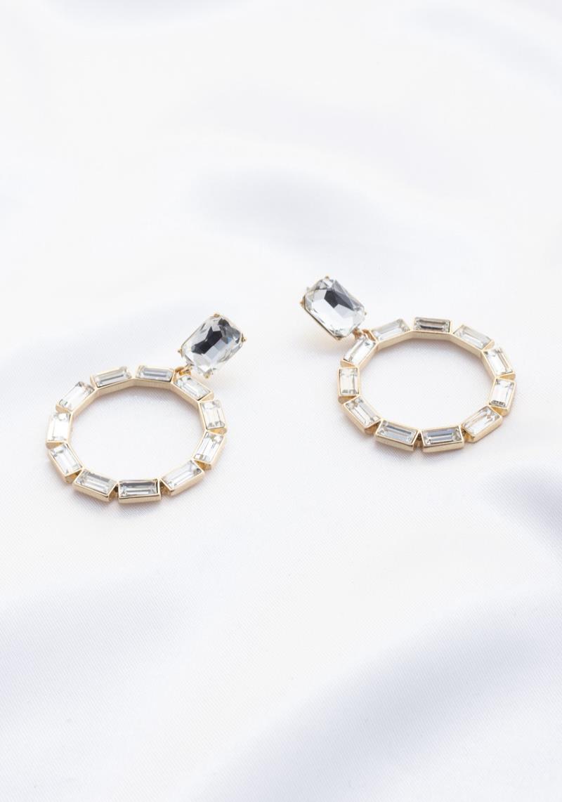 RHINESTONE CIRCLE DANGLE EARRING