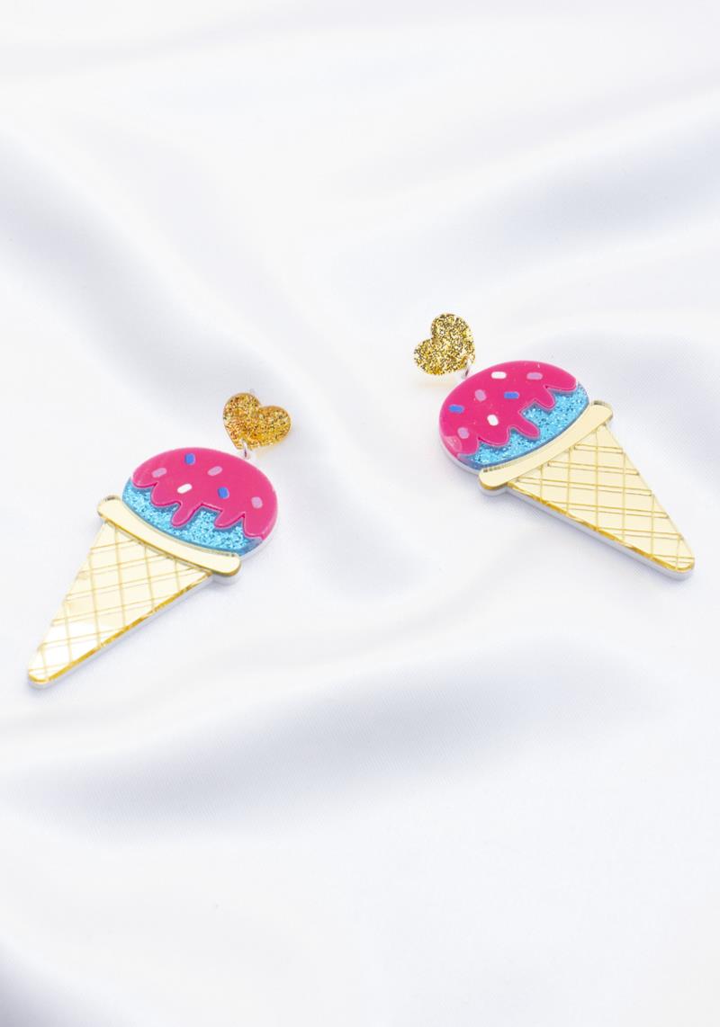 ICE CREAM CONE HEART DANGLE EARRING