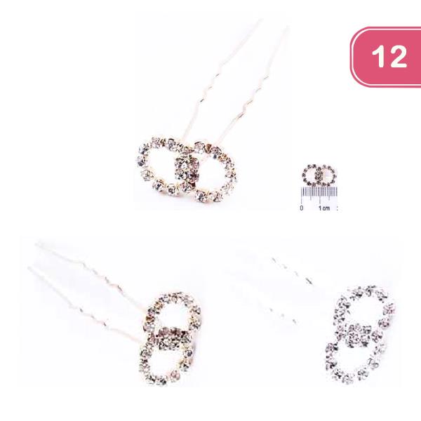 FASHION RHINESTONE ROUND HAIR PIN (24 UNITS)