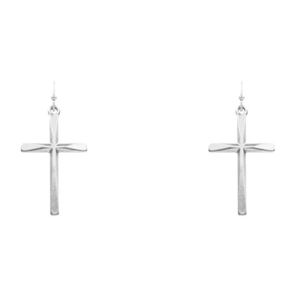 METAL CROSS DANGLE EARRING