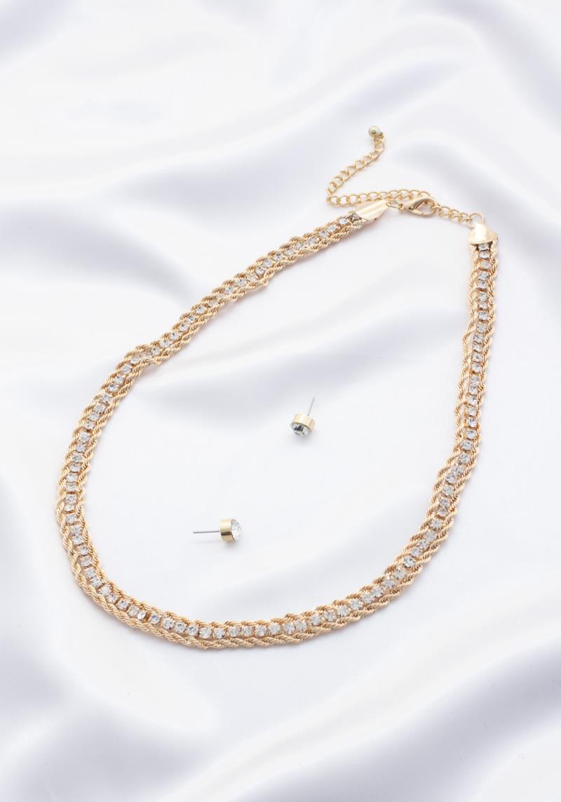 RHINESTONE METAL NECKLACE