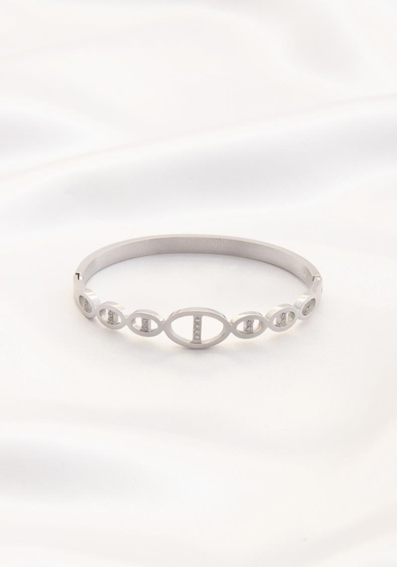 OVAL RHINESTONE METAL DANGL BRACELET
