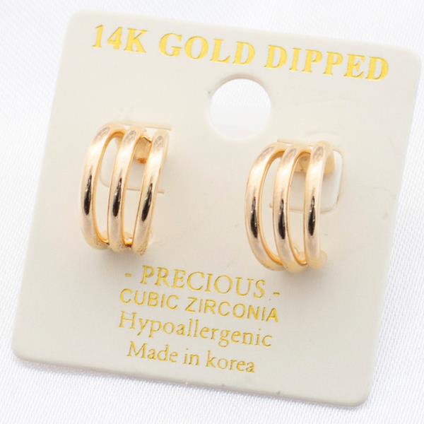 TRIPLE RING 14K GOLD DIPPED EARRING