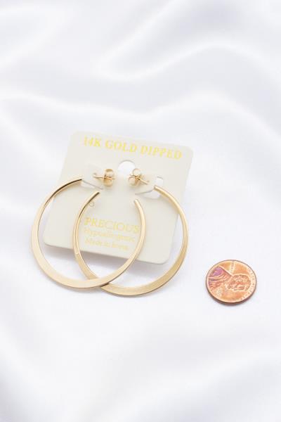 FLAT METAL 14K GOLD DIPPED HOOP EARRING