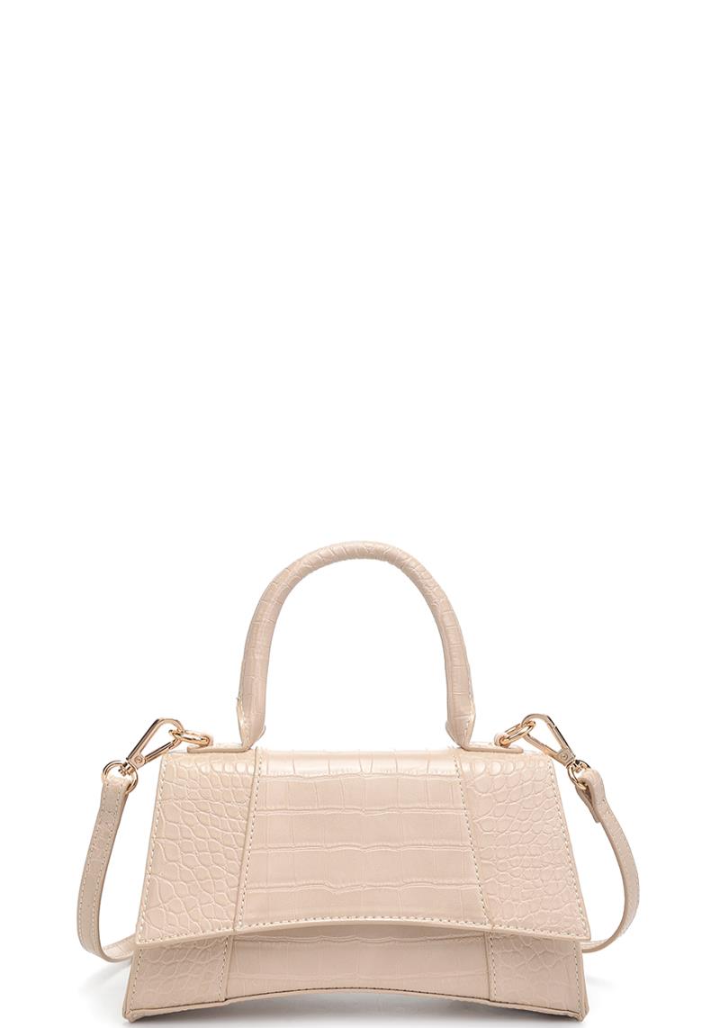CROC TEXTURE CURVE HANDLE BAG