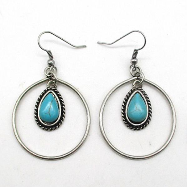 TEARDROP CIRCLE METAL DANGLE EARRING