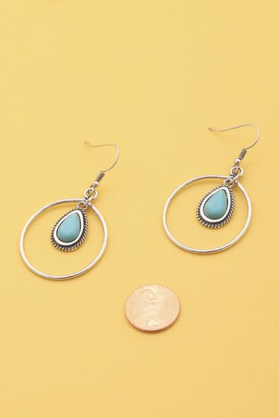 TEARDROP CIRCLE METAL DANGLE EARRING