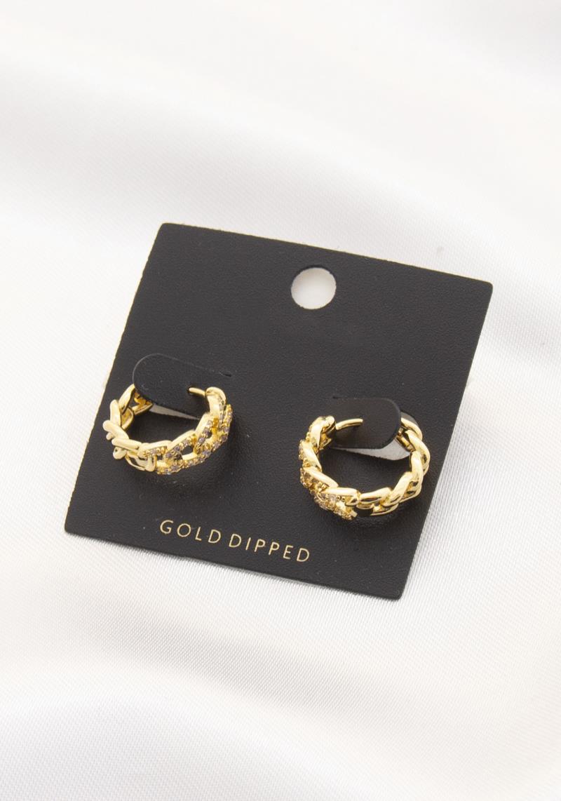 CURB LINK RHINESTONE HUGGIE EARRING