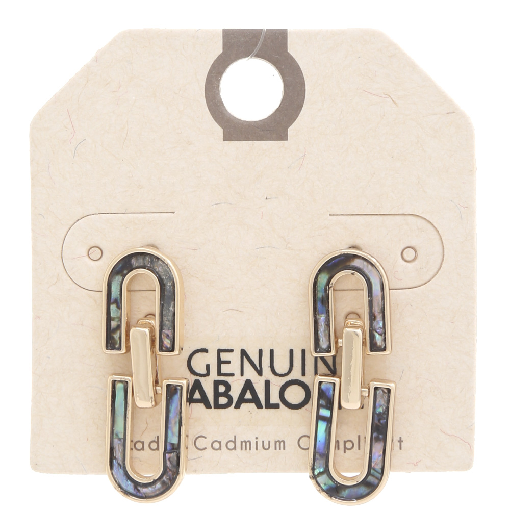ABALONE PAPERCLIP POST EARRING