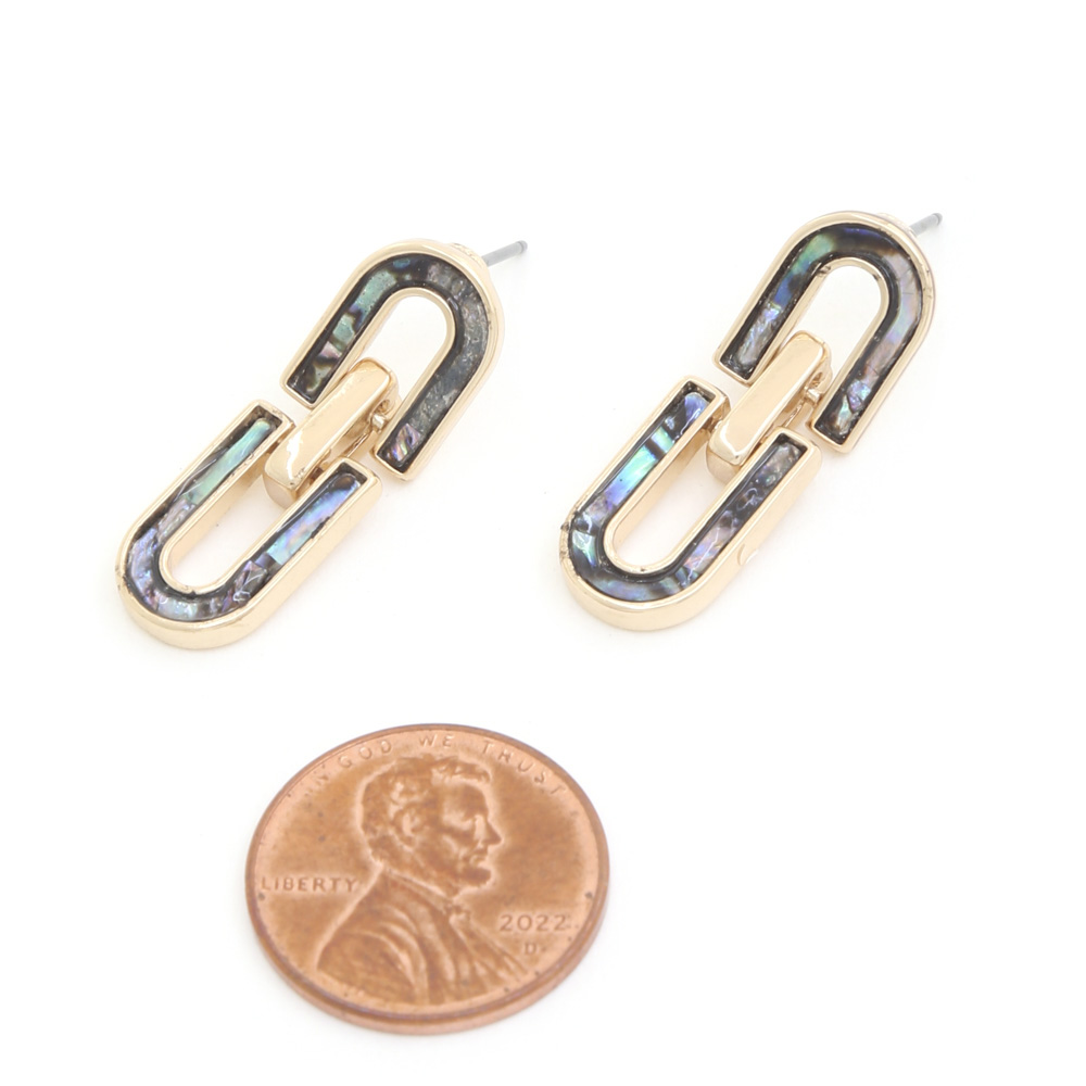 ABALONE PAPERCLIP POST EARRING