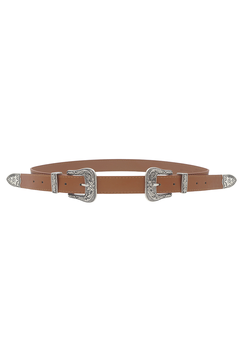WESTERN STYLE DOUBLE BUCKLE BELT