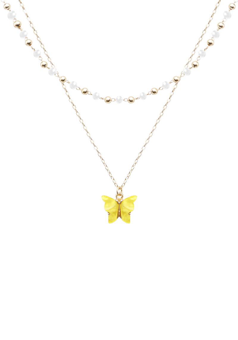 ACRYLIC BUTTERFLY 2 LAYER NECKLACE