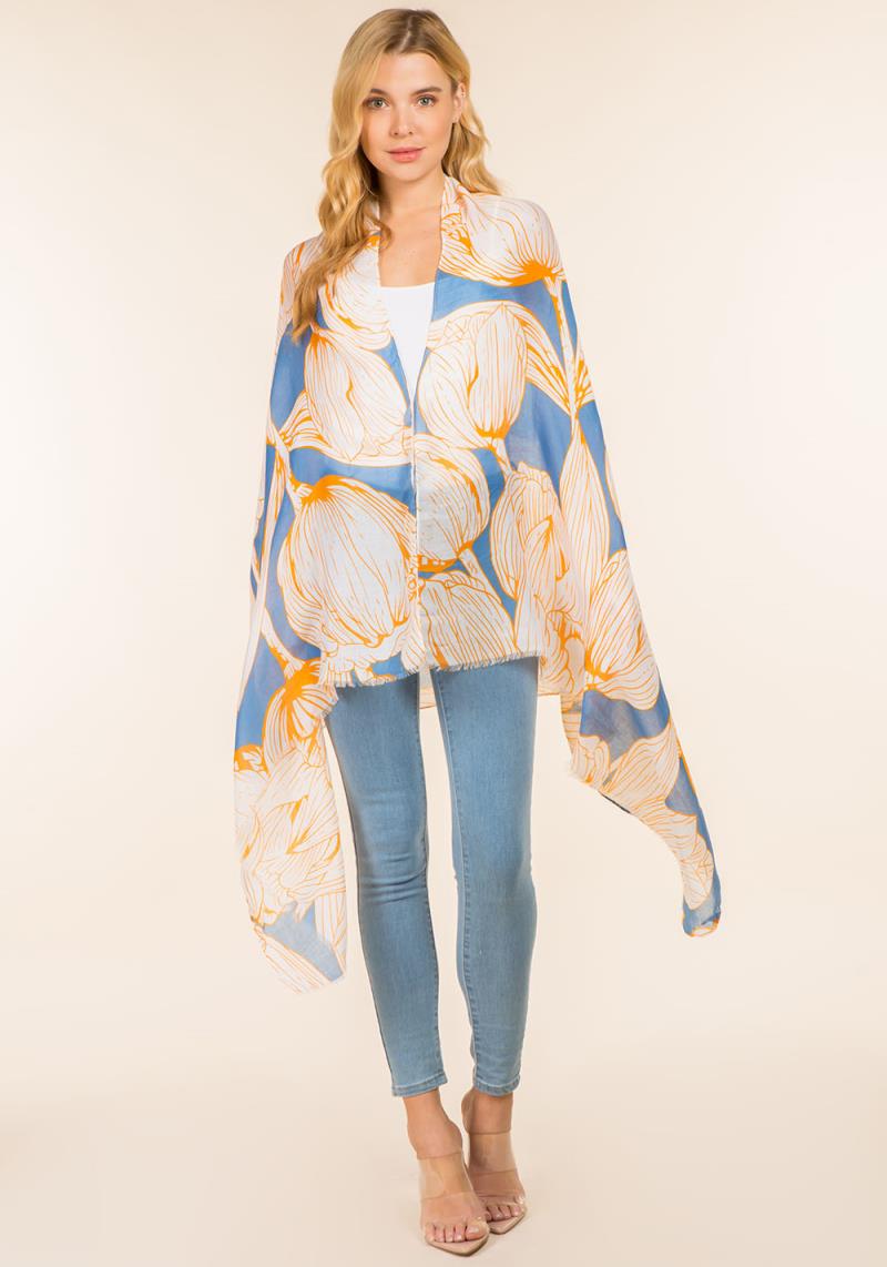 FASHION FLOWER PRINT SKINNY SCARF