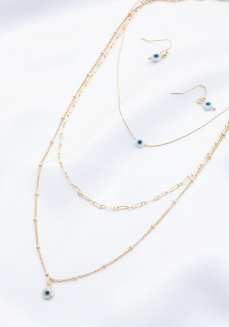 DAINTY EYE CHARM LAYERED NECKLACE