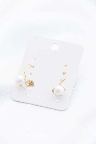 PEARL BEAD METAL EARRING