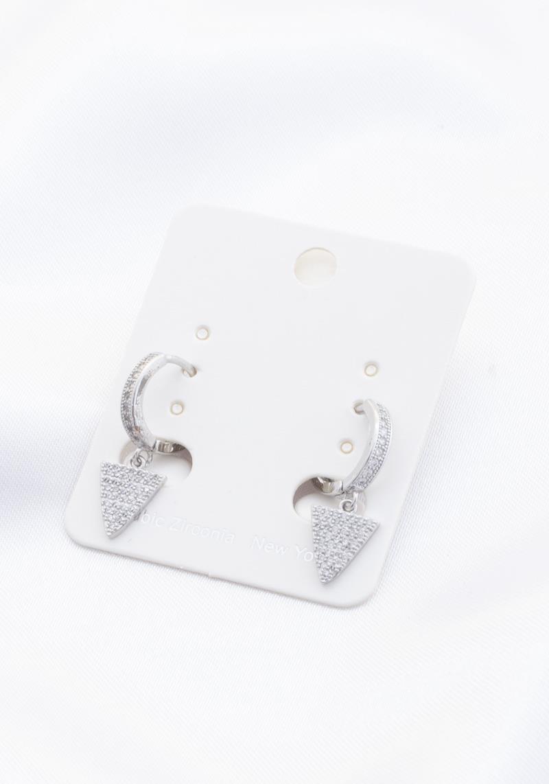 TRIANGLE CHARM CRYSTAL MINI HOOP EARRING