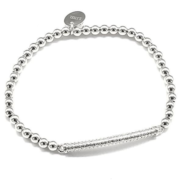 METAL BAR BEADED STAINLESS STEEL BRACELET