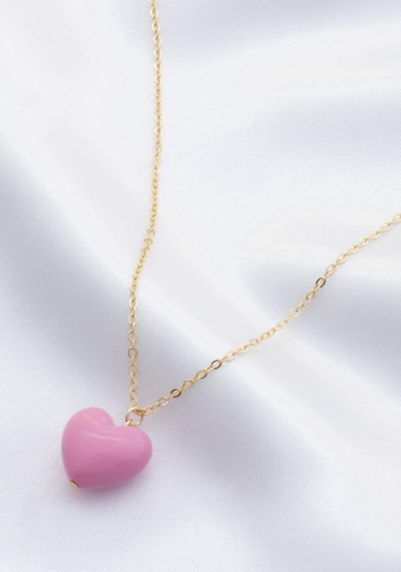 SODAJO PUFFY HEART CHARM NECKLACE