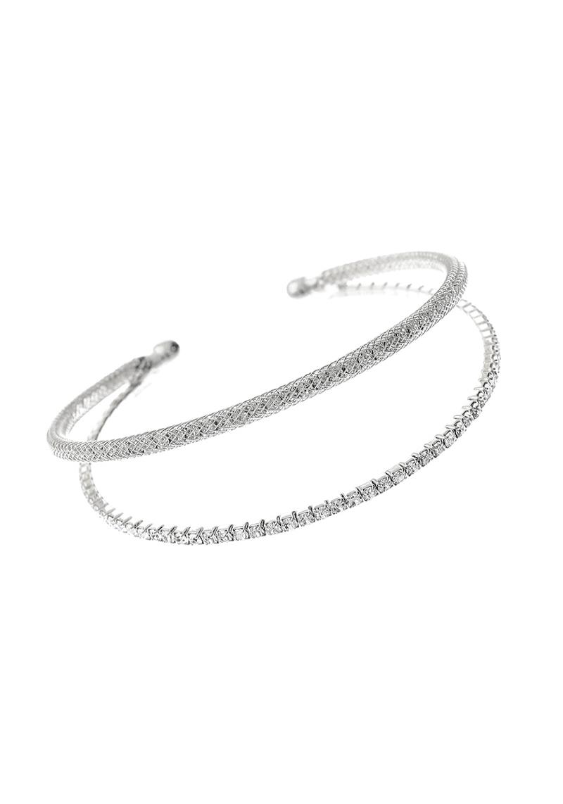 RHINESTONE 2 ROW MESH WIRE CUFF BRACELET
