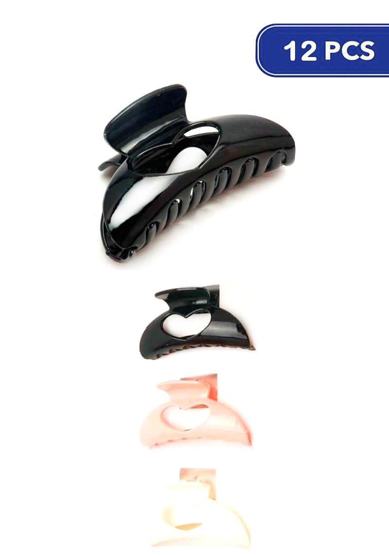 FASHION HEART HOLE HAIR CLAW CLIP (12 UNITS)