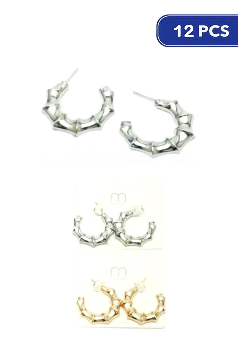 FASHION BAMBOO METAL HOOP EARRING (12 UNITS)