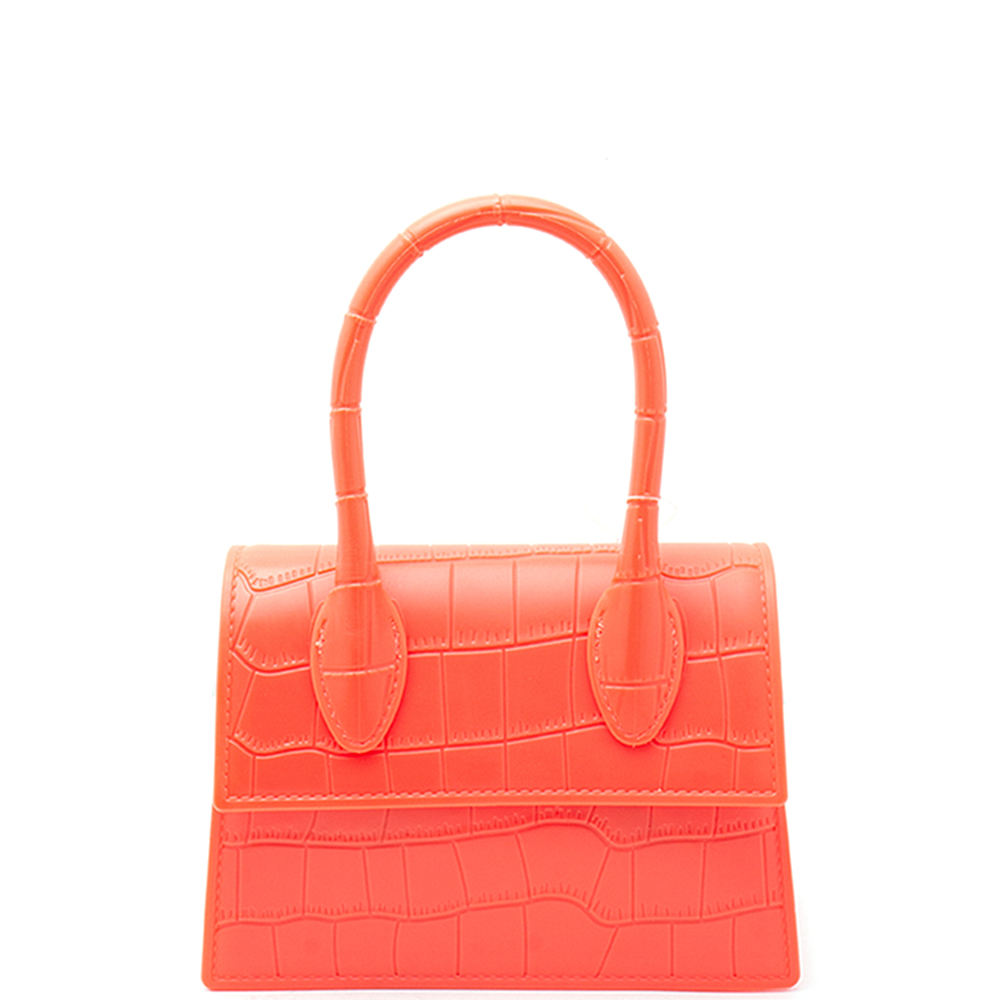 FASHION SMOOTH CROC HANDLE BAG