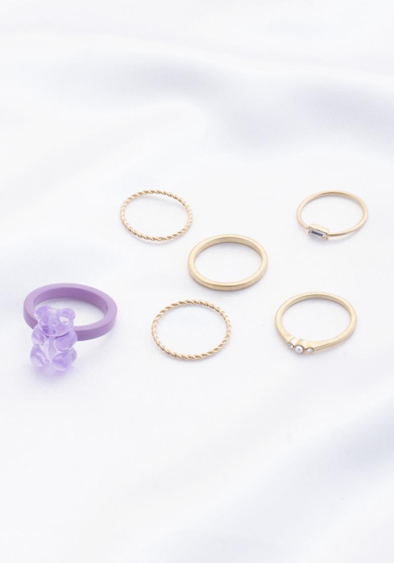 GUMMY BEAR METAL ASSORTED RING SET