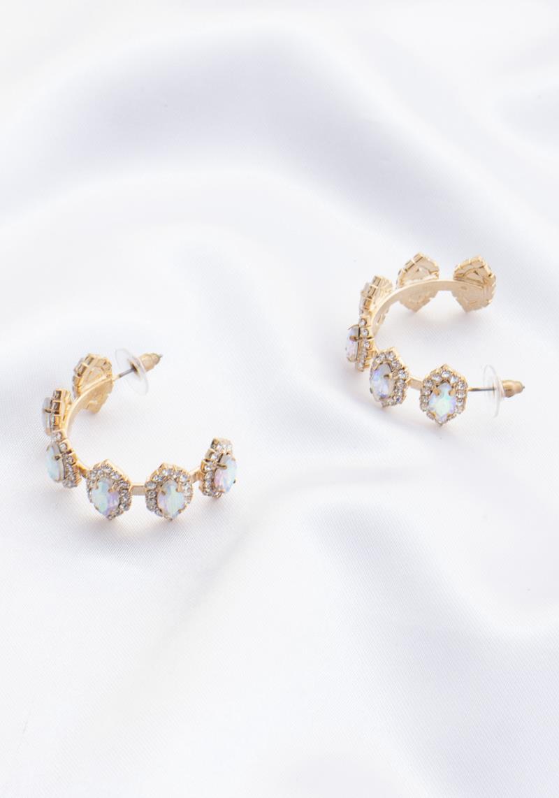 MARQUISE RHINESTONE OPEN HOOP EARRING