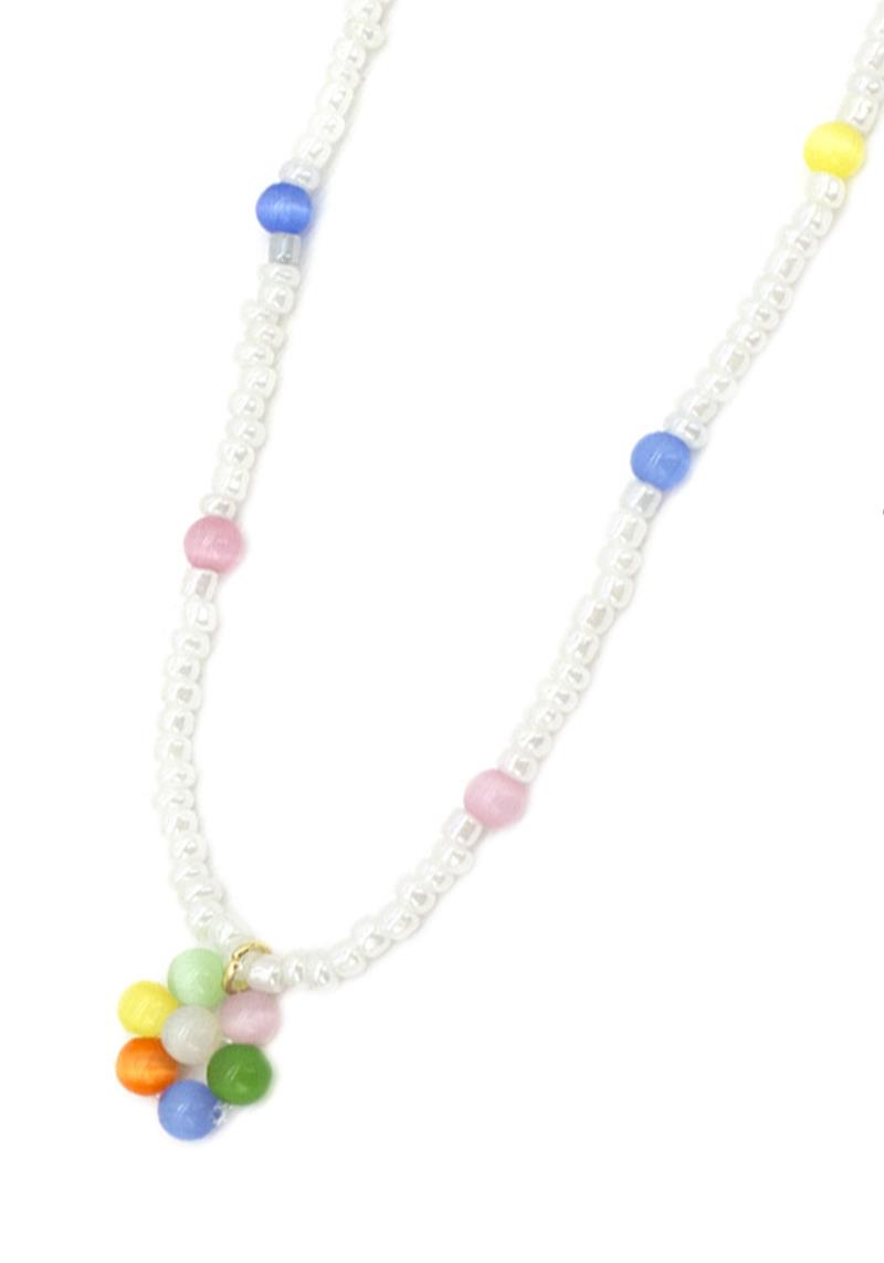 SEED BEAD FLOWER PENDANT NECKLACE
