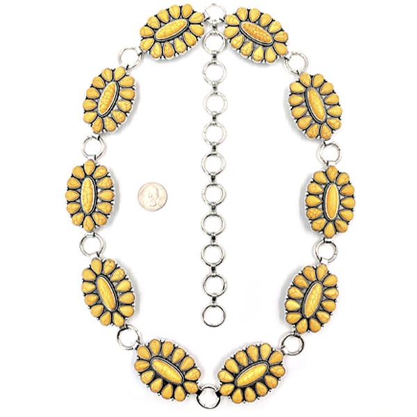 RODEO WESTERN STYLE TQ STONE METAL CHAIN BELT - LXL SIZE