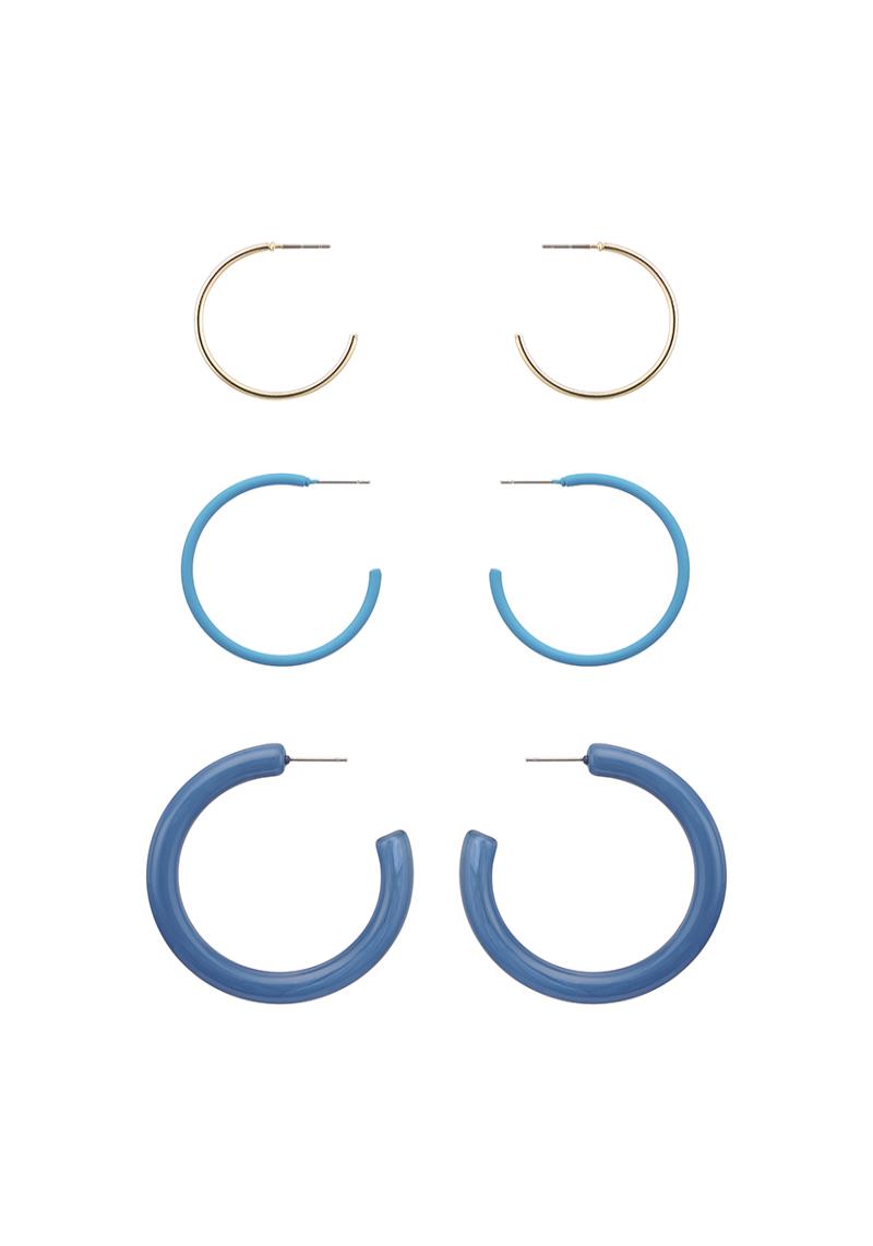 SMOOTH TEXTURE HOOP EARRING SET