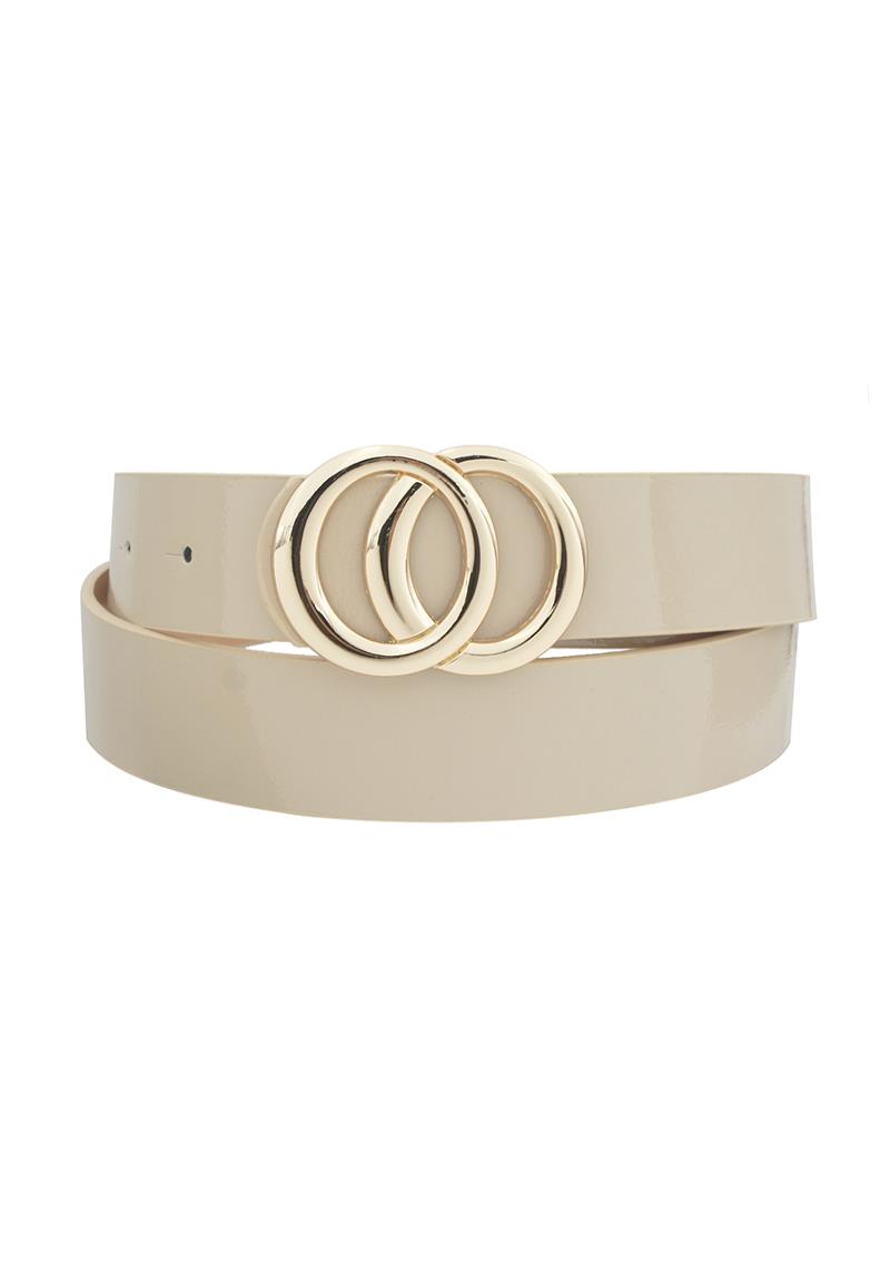 MODERN OVAL DOUBLE CIRCLE PATENT BUCKLE BELT