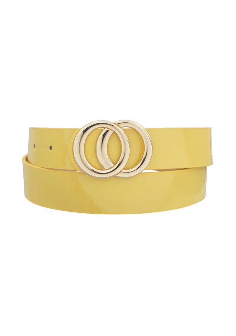 MODERN OVAL DOUBLE CIRCLE PATENT BUCKLE BELT