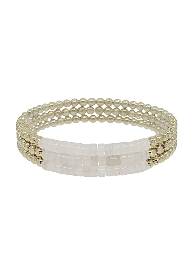 3 SET SEMI STONE ACCENT METAL CCB BRACELET