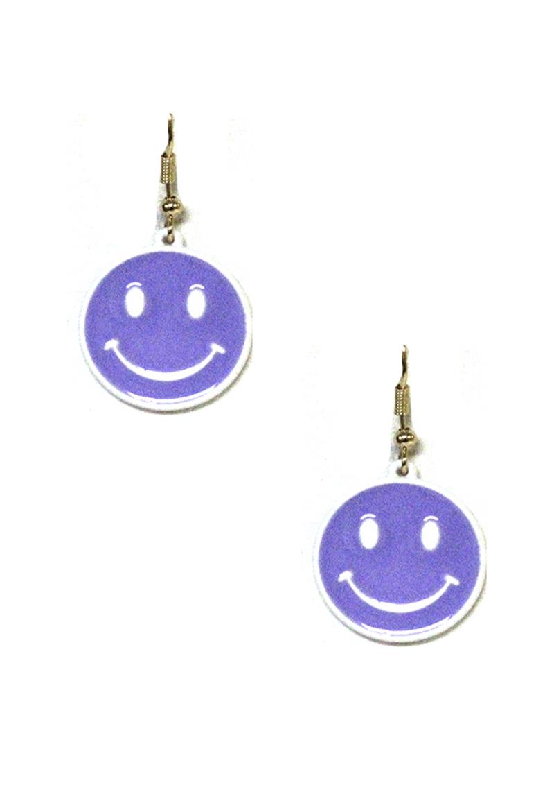 HAPPY FACE DANGLE EARRING