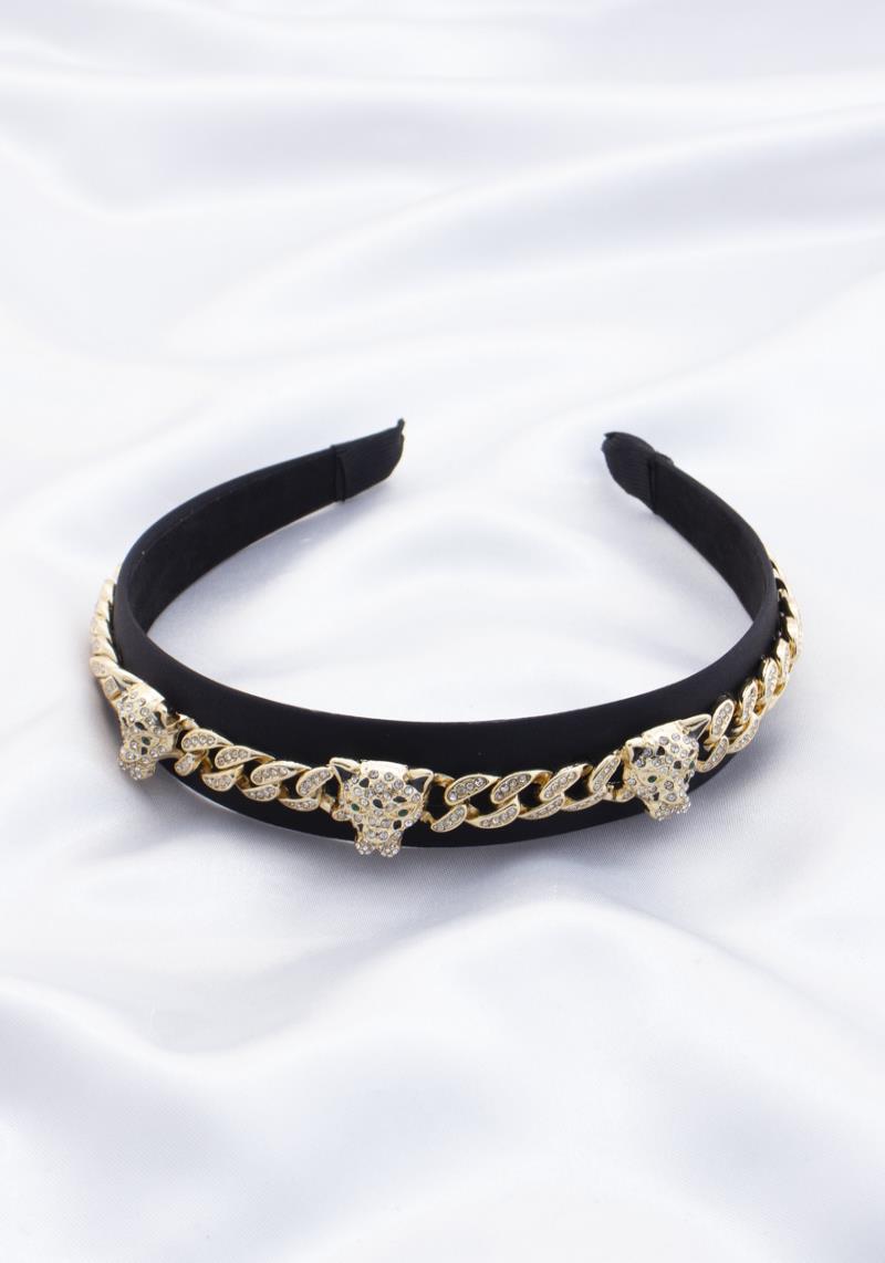 LEOPARD HEAD CURB LINK HEADBAND