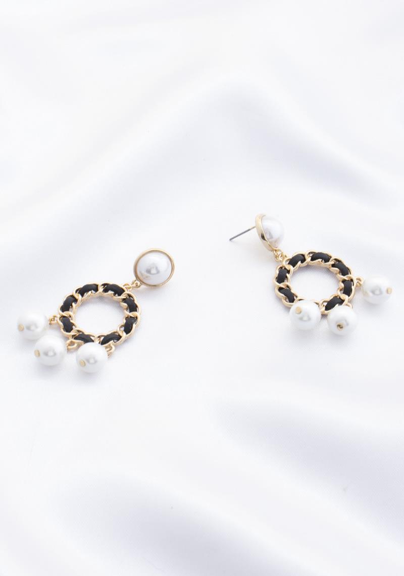 CURB LINK BALL BEAD DANGLE EARRING