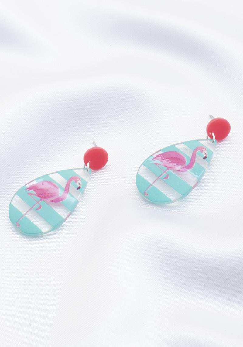 FLAMINGO CLEAR TEARDROP EARRING