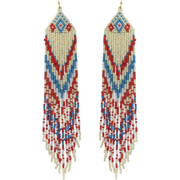 WESTERN PATTERN SEED BEAD DANGLE EARRING