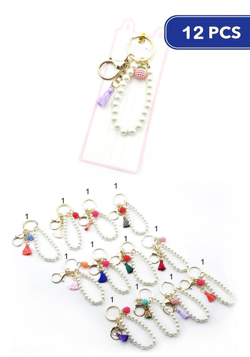 PEARL STRAP TASSEL KEYCHAIN (12 UNITS)