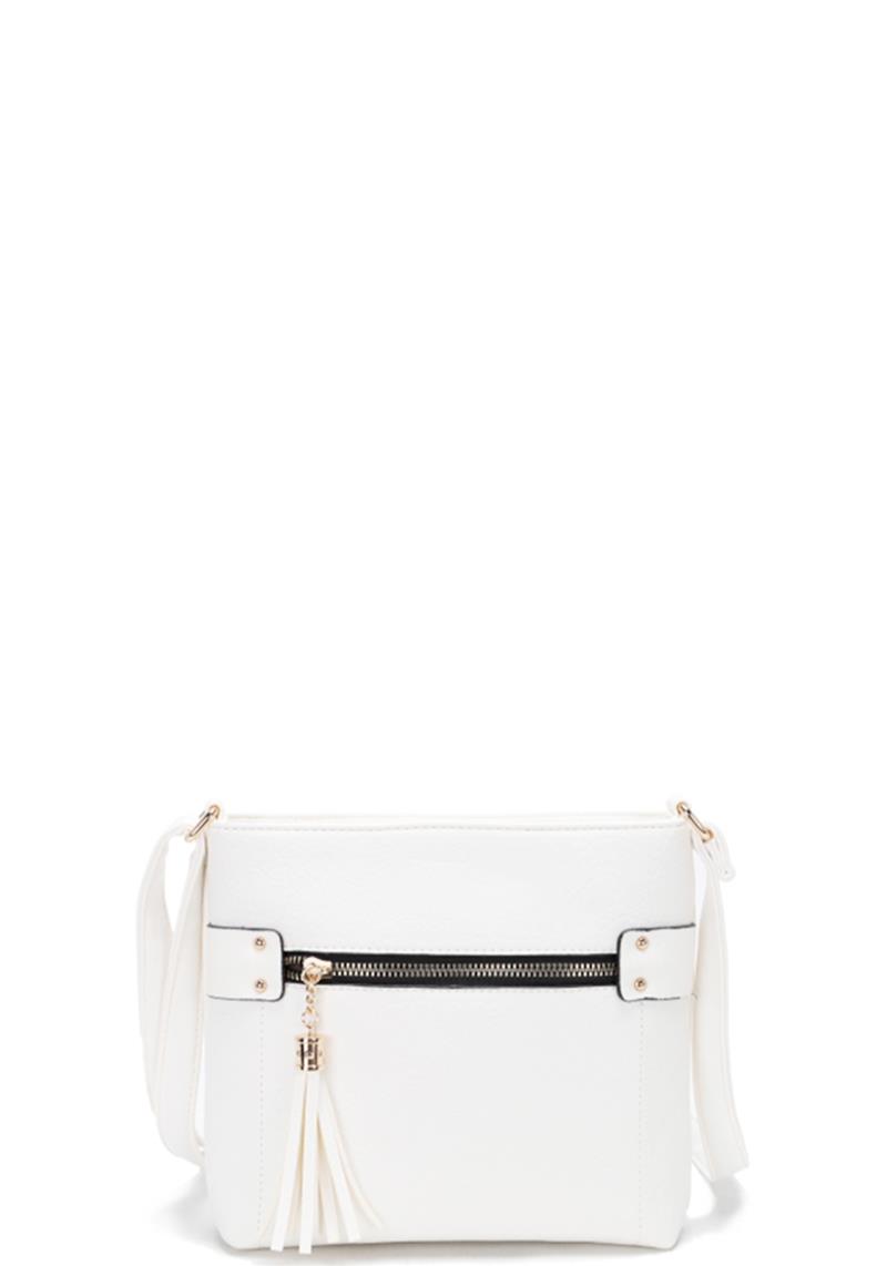 PLAIN TASSEL ZIPPER CROSSBODY BAG