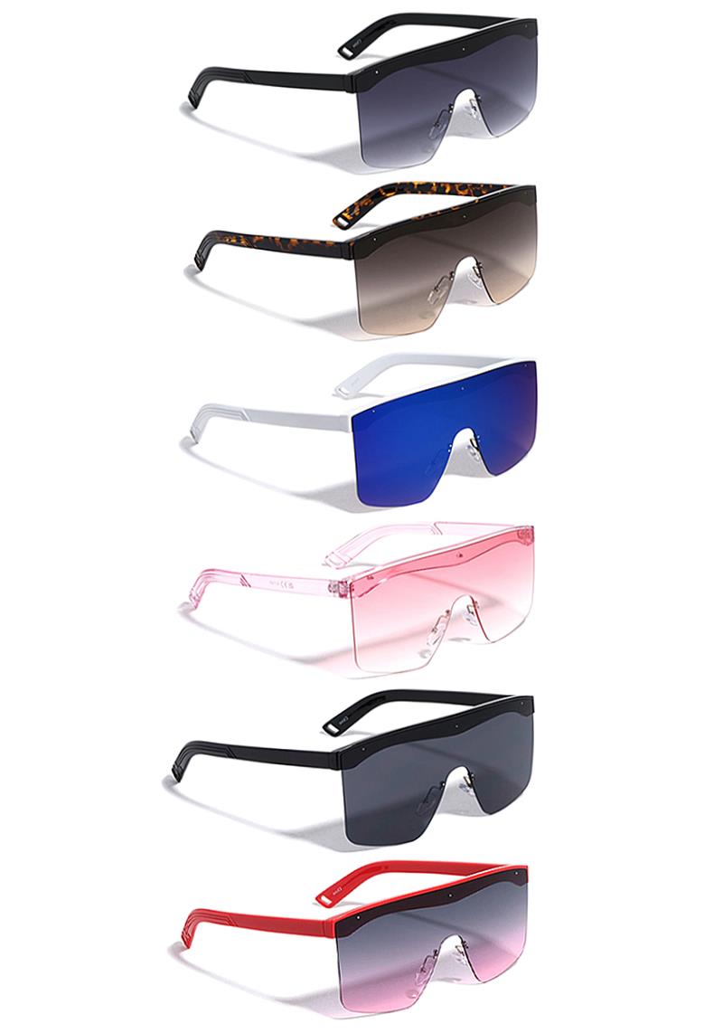 RIMLESS FLAT TOP ONE PIECE SHIELD RECTANGLE SUNGLASSES 1DZ