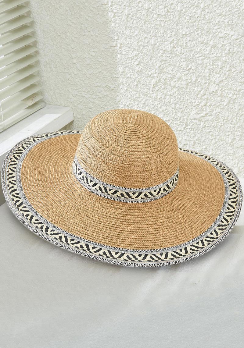 DOUBLE AZTEC PATTERN TRIM FLOPPY SUN HAT