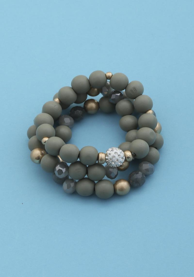 WOOD BEADED BRACELET SET